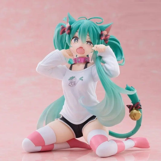 Hitone Future Cat Ear Short-sleeved Pajamas Hitone Hand-made MIKU Scenery Desktop Model Animation Car Ornaments Gift