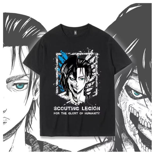 Japanese Anime T-Shirt Scout Corps Costume Shingeki No Kyojin T-Shirt Attack Titan Short