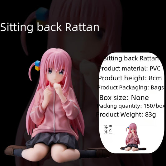 Q Version Lonely Rock Solo Sitting Backdrop Two-dimensional Beautiful Girl Handheld Model Toy Doll Display Item